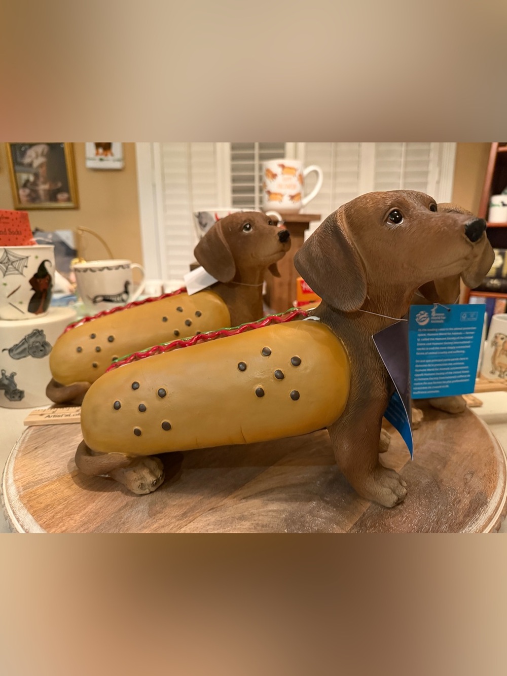 Dachshund Halloween figure wearing adorable hot dog costume NWT